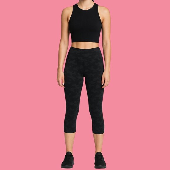 🖤 Lululemon Wunder Under High-Rise Crop 21" – Black Camo | Size 4 - Picture 1 of 8